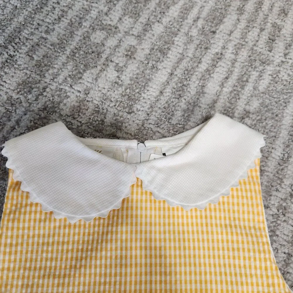 Little Bitty yellow gingham applique collar shift dress size 6 girls - Picture 5 of 8
